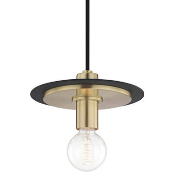 Mitzi by Hudson Valley Milo Small Pendant, Aged Brass/Black, H137701S-AGB-BK