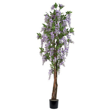 Vickerman T133000-07 7' Artificial Purple Wisteria Tree in Black Planters Pot