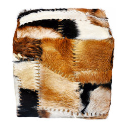 Bhome - Cube Patchwork Ottoman Made of Goat Hide - Footstools And Ottomans