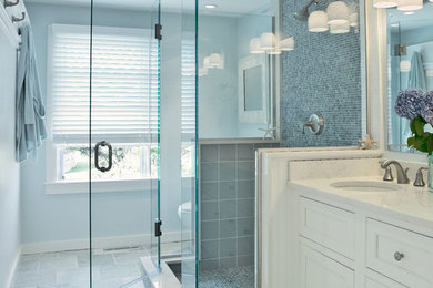 Inspiration for a coastal bathroom remodel in Boston