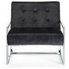 Alexis Velvet Upholstered Accent Chair, Chrome Base With Black Seat
