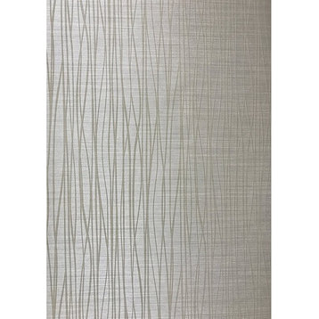 Flocked gray off white Wallpaper Textured Flocking Velvet Wave Lines, 27 Inc X 3