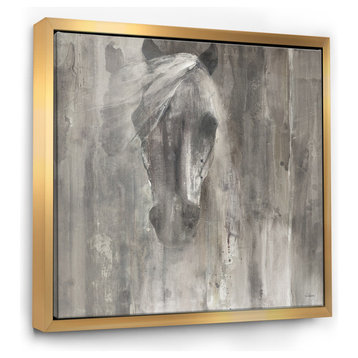 Designart Farmhouse Horse Modern Farmhouse Framed Canvas Art, Gold, 30x30