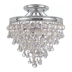 Calypso 3 Light  Crystal Teardrop Chrome Semi-Flush