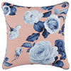 20" Decorative Pillow With Welt, Soft Floral Porcelain Blush