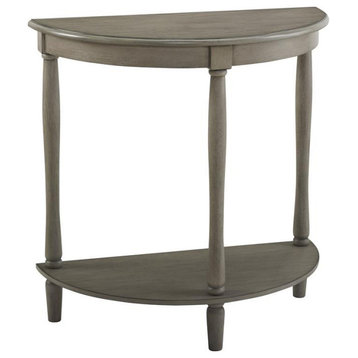 Wooden Semicircle Side Table in Antique Gray