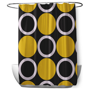 70"Wx73"L Mod Circles Shower Curtain, Mustard