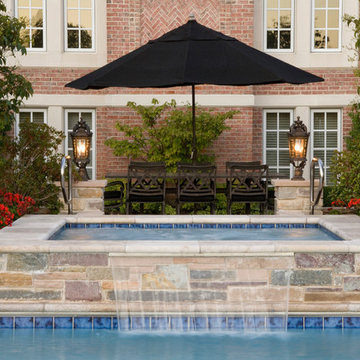 Lake Forest, IL Swimming Pool and Raised Hot Tub with Laminar Fountains