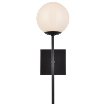 Noah 1-Light Black and White Glass Wall Sconce