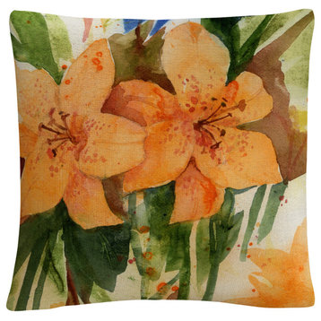 Tiger Lilies' Orange Modern By Sheila Golden Decorative Throw Pillow