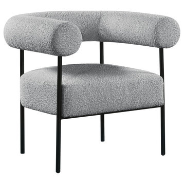 Blake Boucle Fabric Upholstered Accent Chair, Gray