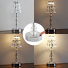 Lillian 12.75" Bohemian Acrylic Rechargeable Integrated Table Lamp, Clear/Chrome