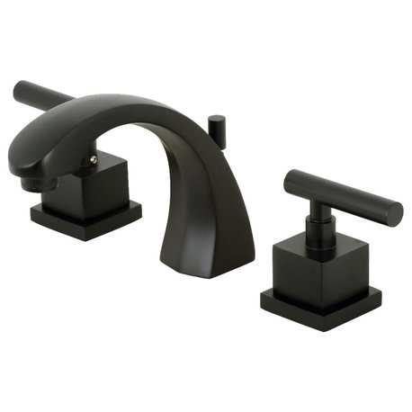 Kingston Brass Widespread Bathroom Faucet With Brass Pop-Up, Matte Black