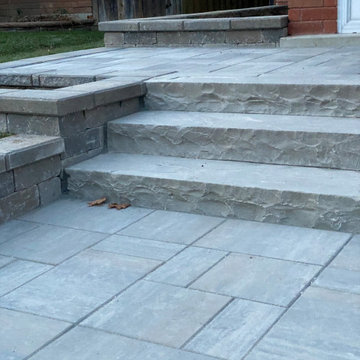 Textured Stone Front Entry Steps and Pavers