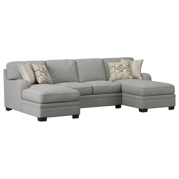 U-Shaped Sectional with Track Arms, Welt Seaming, And Block Feet