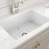 Sotto Undermount Kitchen Sink With Grid and Strainer, White, 27"