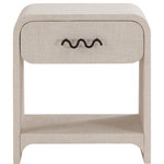 Meridian Furniture - Medley Night Stand / Side Table, Cream - Enhance the aesthetic allure of any room in your home with the Medley Cream Night Stand / Side Table. Its sleek frame is elegantly enveloped in a cream-colored linen texture, lending a touch of sophistication to your space. The nightstand also incorporates a distinctive matte black handle, providing a stylish contrast that adds a touch of character to the design.