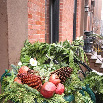 Christmas window boxes in Brooklyn