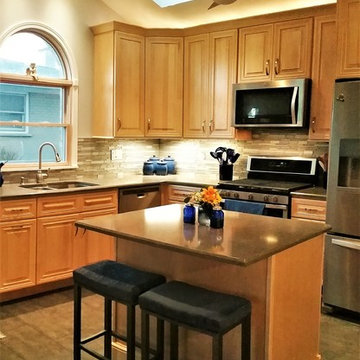 Natural Maple Kitchen Refacing Project With New Island