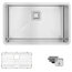STYLISH 30" Single Bowl 16G Stainless Steel Kitchen Sink, Grid, S-511XG - Jet