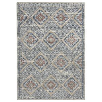 Nourison Concerto 63x87" Polyester and Polypropylene Area Rug in Blue/Ivory