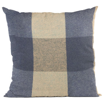 Plutus Blue Squares Plaid Luxury Throw Pillow, 26"x26"