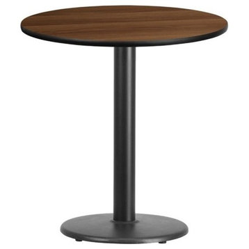 Bowery Hill 24" Round Restaurant Dining Table in Black and Walnut