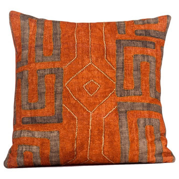 Tribal pillow cover, African design, Southwestern design, burnt orange and brown