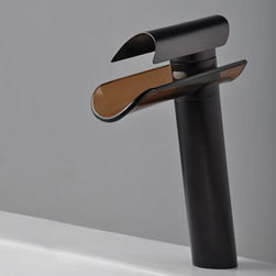 Oil Rubbed Bronze Waterfall Bathroom Sink Tap with Glass Spout T0814HB - Bathroom Sink Faucets