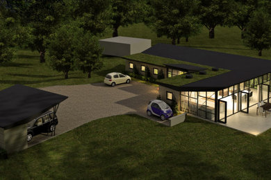Design ideas for a contemporary house exterior in Surrey.