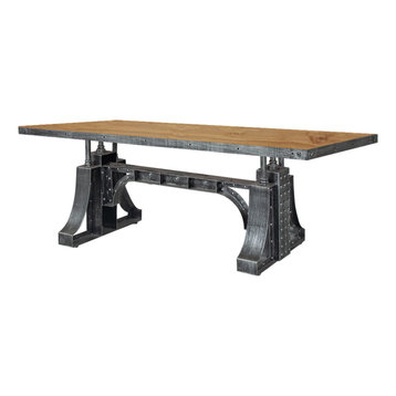 Industrial Office Desk Executive Desk with Solid Wood Top Bridge Base, Large