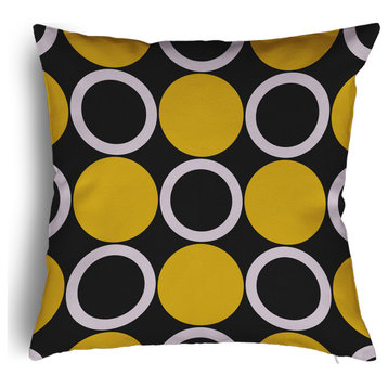 Mod Circles Accent Pillow With Removable Insert, Mustard, 16"x16"
