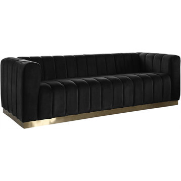Marlon Velvet Upholstered Sofa, Black
