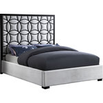 Meridian Furniture - Taj White Velvet Bed With Matte Black Steel Frame and Legs, King - Settle in like royalty in this Taj king-size velvet bed. It's covered in rich white velvet for a sumptuous look and a regal feel whileyou'rere leaned up against it, reading the latest bestseller or watching TV. The matte black steel frame and legs give the bed a strong stature to stand up to an abundance of use. Its neutral color palette makes the bed a sure fit with nearly any contemporary decor scheme.