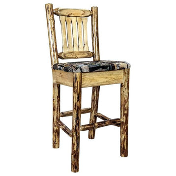Montana Woodworks Glacier Country 30" Solid Wood Barstool with Back in Brown