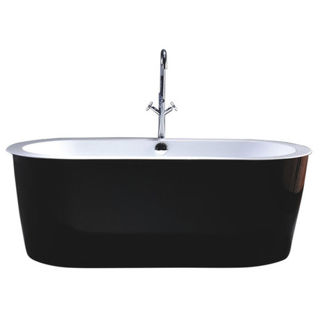Vanity Art Freestanding Acrylic Bathtub, Black and White, Large
