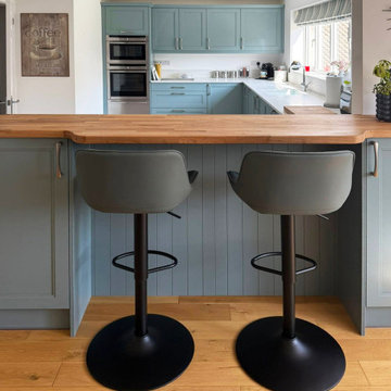 Blue-Green Shaker Kitchen in Thrapston