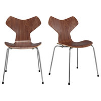 Art Modern Walnut Wod Dining Chairs, Set of 2