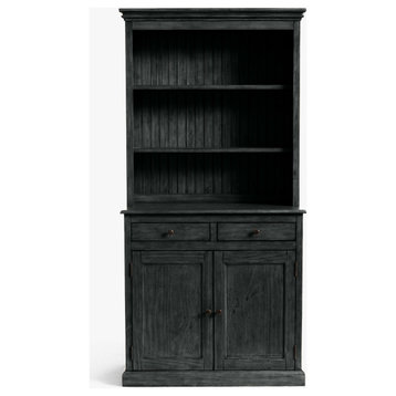 Traditional Dining Hutch With Buffet, Black
