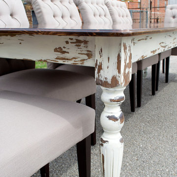 White Distressed Farmhouse Table