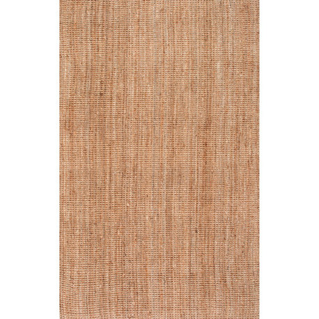 Nuloom Handwoven Jute and Sisal Ashli Solid Striped Area Rug, Natural 2'x3'