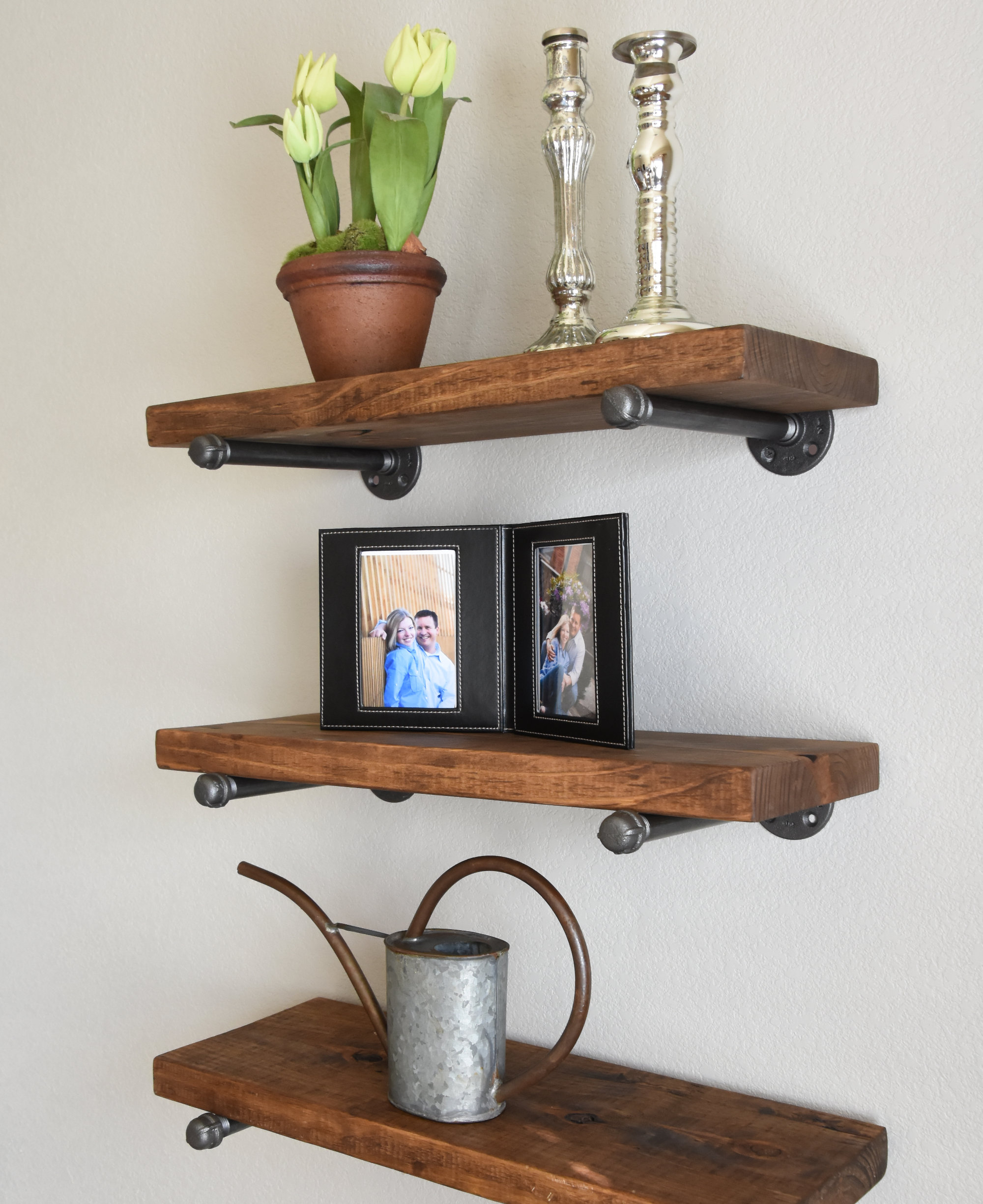 Teton Industrial Rustic Floating Shelf - Modern Farmhouse Shelf - Open
