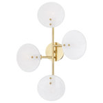 Mitzi by Hudson Valley Lighting - Giselle 4-Light Wall Sconce, Aged Brass, White Candy Glass - Features: