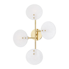 Mitzi H428604 Giselle 4 Light 4" Tall Bathroom Sconce, Aged Brass