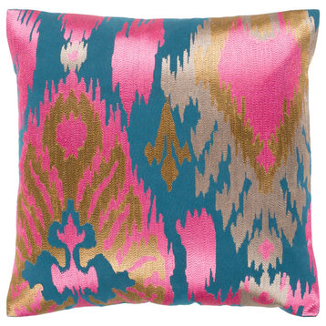 Ara Pillow, Bright Pink, 20"x20", Down Insert