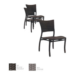 Skye Modern Woven Resin Wicker Stackable Side Chair by Summer Classics - Outdoor Dining Chairs