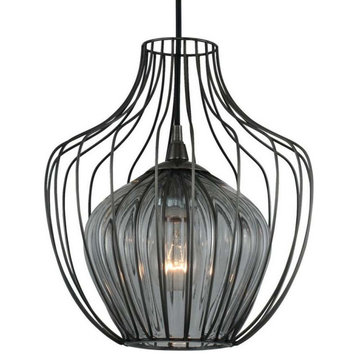 Kalco 404850 Emilia 12"W Cage Pendant - Chemical Stainless Steel