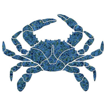 Crab Ceramic Swimming Pool Mosaic 12"x9", Light Blue