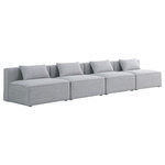 Meridian Furniture - Cube Upholstered Modular Sofa, Gray, 4-Piece: 4 Armless Chair, Linen Texured Fabric - Treat yourself to some long overdue "me time" when you're seated on this Cube 4-Piece Modular Sofa. This beautiful modular unit is both eye-catching and elegant, features durable linen textured upholstery in a soft grey color that meshes well with nearly any existing color scheme. Pair this modular Sofa with other items in the same collection to create an unlimited number of combinations and enjoy the custom seating arrangement of your dreams. Latches underneath make it easy to attach pieces to one another.