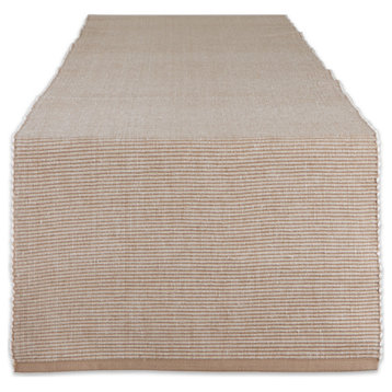 Dii Stone and White 2-Tone Ribbed Table Runner